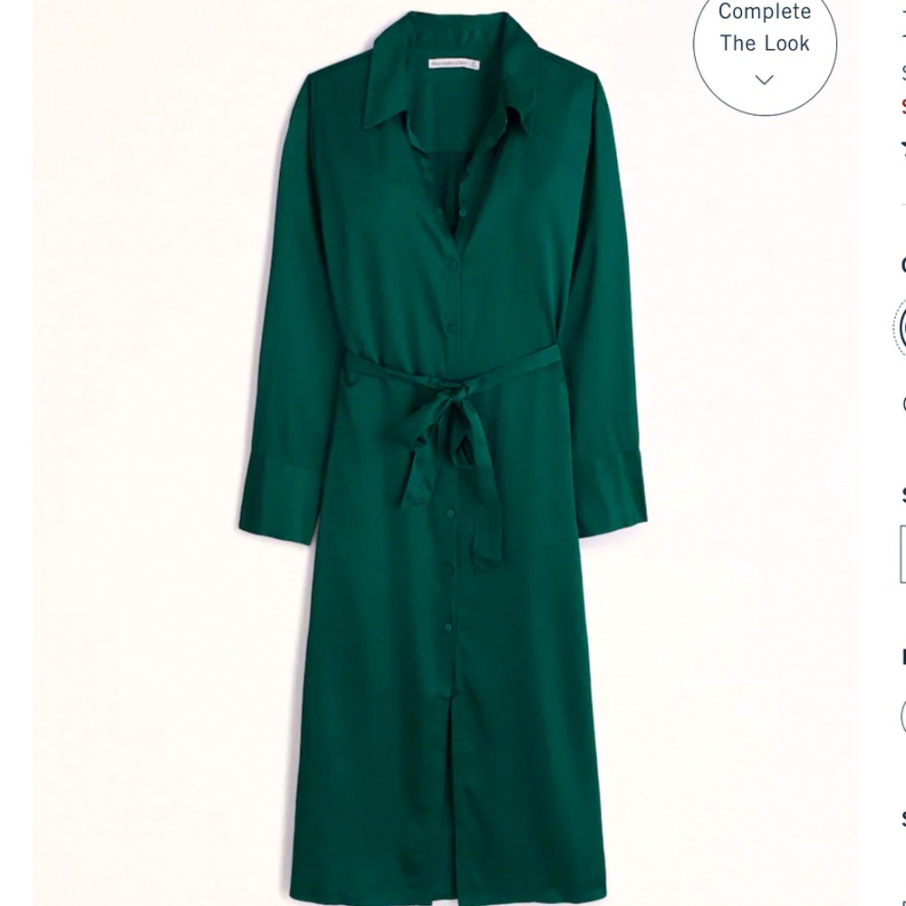 Abercrombie Long-Sleeve Satin Midi Shirt
Dress NWT